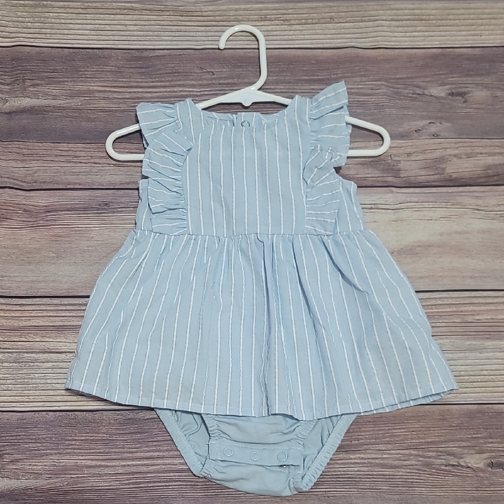 Carter's Light Blue Striped Dress with Ruffles